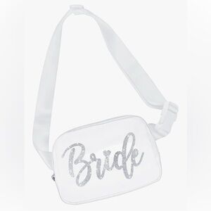 Amazon | NWT White Bridal Crossbody Bag with Silver Glitter “Bride” in cursive